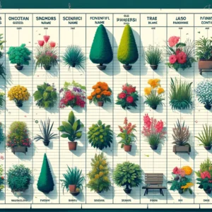 schedule of shrubs trees plants